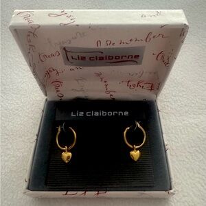 Vintage Liz Claiborne Heart Hoop Earrings 💛